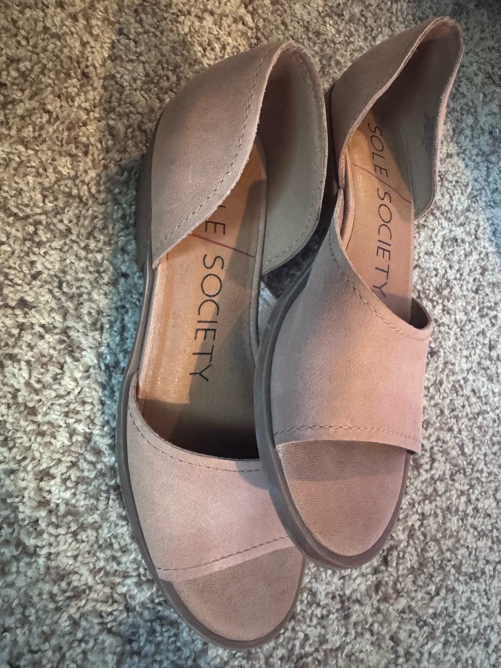 Sole Society Taupe/Beige Open-Toe D'Orsay Flats